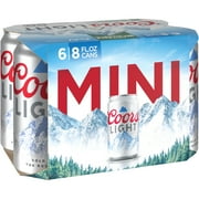 Coors Light American Beer, 6 Pack, 8 fl oz Aluminum Cans, 4.2% ABV