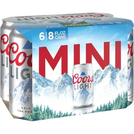 Coors Light American Beer, 6 Pack, 8 fl oz Aluminum Cans, 4.2% ABV