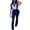Blue, variant on AURA Women Athletic Jumpsuit Short Sleeve S-XXL Flare Leg Summer Activewear