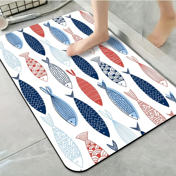 1pc Fish Bathroom Rug Bathroom Decor and Accessories- Durable,Anti Slip,And Quick Drying,Suitable For Indoor/outdoor Use - Perfect For Bathrooms,Bedrooms,Kitchens,Terraces