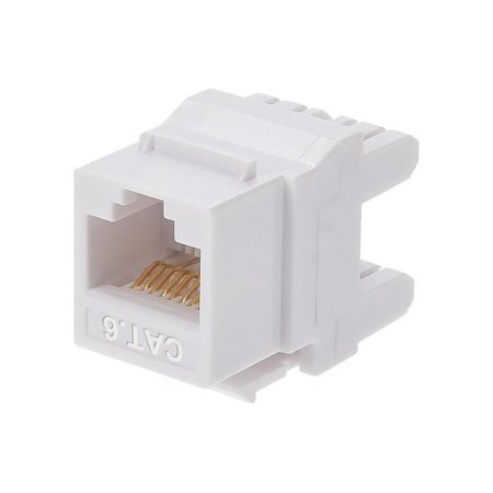 UPC: 0889028038000 | Monoprice Cat6 Punch Down Short Body 180-Degree Keystone Jack for 22-24AWG Solid Wire  White