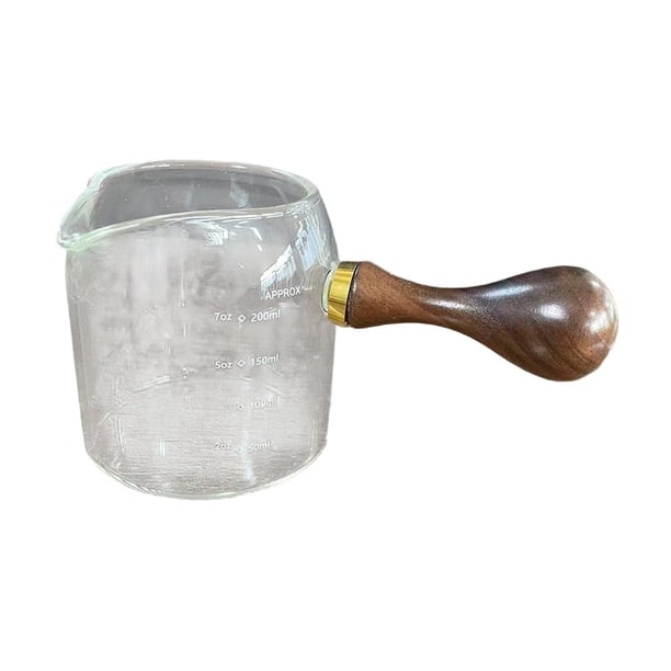 Taza de vidrio para espresso con pico vertedor y escala, taza de concentración con asa, portátil 200 ml