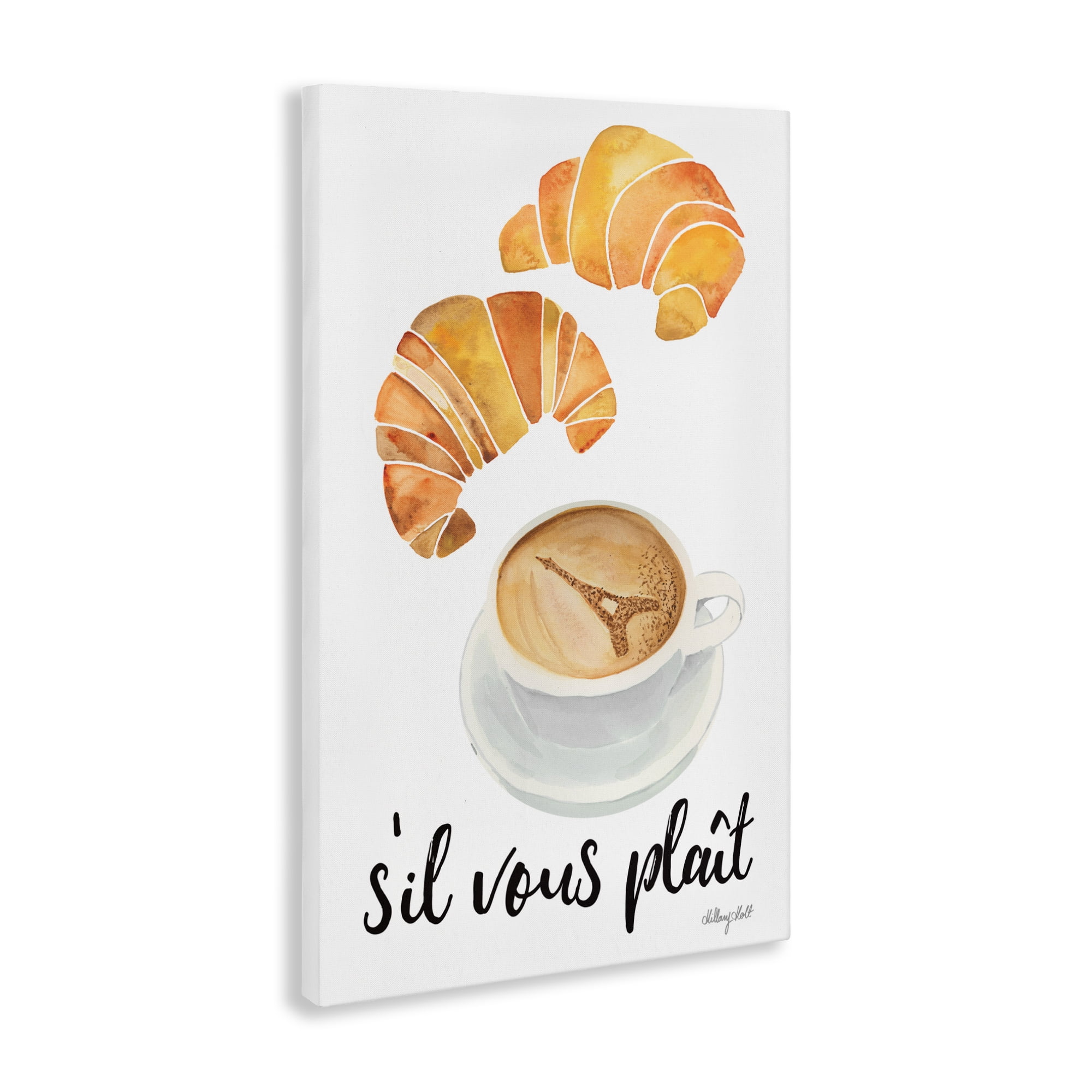Stupell Industries Paris Croissant and Coffee Canvas Wall Art, design by Hillary Holt