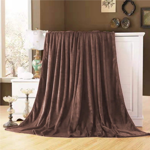 Manta de franela de terciopelo para sofá - manta decorativa de cuadros suave - 47x79 pulgadas gris o café - manta sofá cama cómoda para todas las estaciones