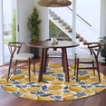 thumbnail image 3 of Hand Drawn Lemon Round Area Rug 5Ft Washable Circle Rugs for Living Room Bedroom, Blue Leaves Summer Botanical Retro Non-Slip Carpet Floor Mats Indoor Outdoor Carpet Runner Aesthetic Home Decor, 3 of 8