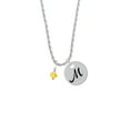 thumbnail image 2 of Delight Jewelry Sunflower Crystal Bicone Silvertone Script Initial Disc - M - Charm Necklace, 20"+3", 2 of 4