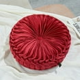 thumbnail image 2 of Round Throw Pillow 14.9inch Soft Round Floor Pillow Handmade Pleats Round Pillow Cushion for Couch Velvet Decorative Throw Pillow for Sofa Bed Living Room, 2 of 8