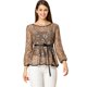 thumbnail image 1 of Allegra K Blusas Tops Peplum De Encaje Semitransparente De Manga Larga Con Cintura Anudada Para Mujer Marrón XS Unique Bargains Blusa, 1 of 6