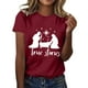 thumbnail image 1 of Gibobby Camisetas de verano para mujer Camiseta gráfica para mujer, divertida camiseta manga corta con cuello redondo para ver películas, blusa(Vino,G), 1 of 4