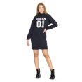 thumbnail image 1 of Vestido Mujer Casual Informal Deporte Tipo Camiseta Manga Larga Negro Estampado Blanco Cómodo 360076 negro M INCÃGNITA 360076, 1 of 5