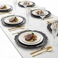 thumbnail image 5 of Yucurem 100PCS Reusable Charger Plates Bulk, 12.2" Plastic Dinner Charger Plates, Round Ruffled Rim Decorative Dinner Tableware for Wedding, Party, Event Table Decor (Black), 5 of 9