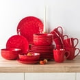 thumbnail image 7 of Large Red Ceramic Pasta & Soup Bowls Set of 6 - Fluted Stoneware, Dishwasher & Microwave Safe, 7 of 7