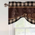 thumbnail image 4 of Vintage Coffee Time Tie Up Valance Curtains for Windows, Kitchen Curtains Window Treatments, Farmhouse Desserts Black White Plaid Short Window Shades Valances for Bedroom Bathroom Cafe 54"x18", 4 of 8