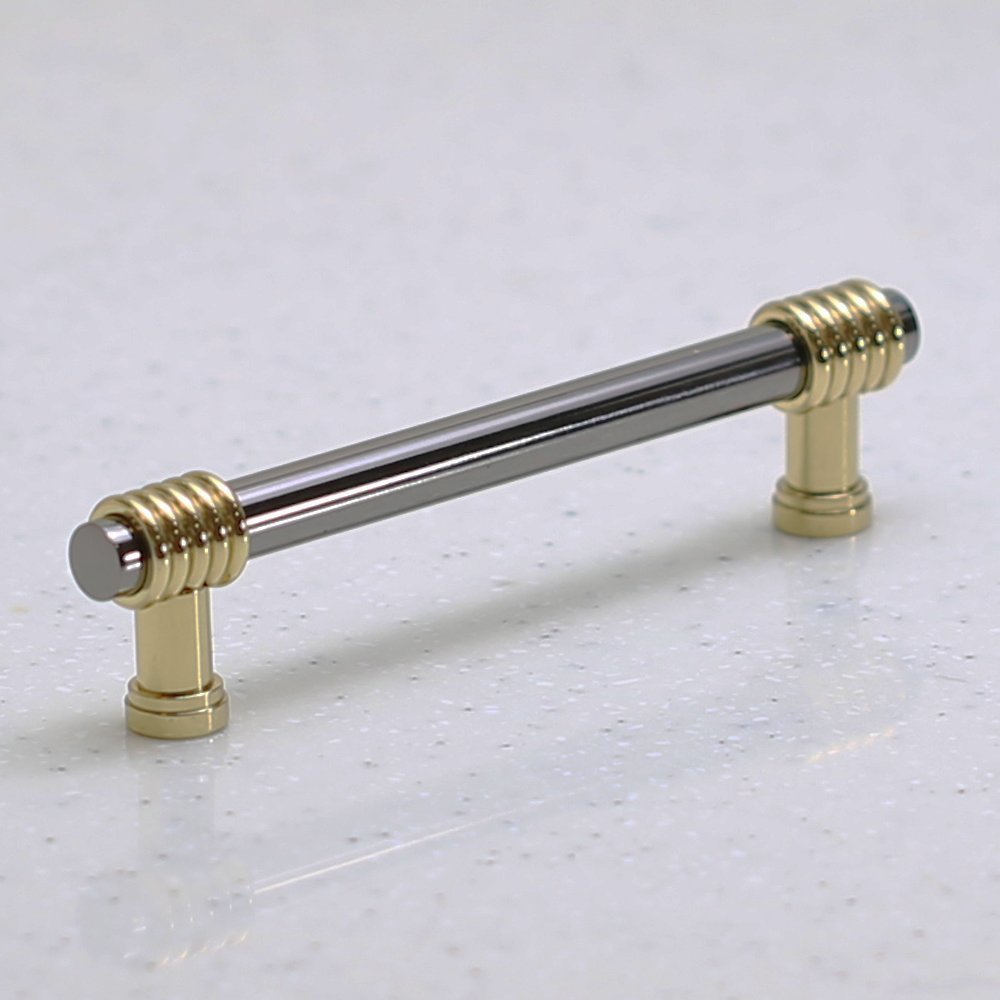 Polished Brass And Black Nickel Bar Pull Handle 4" Hole Centers, 5