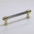 thumbnail image 1 of Polished Brass And Black Nickel Bar Pull Handle - 4" Hole Centers, 5" Overall Length, 1" Height, 1 of 1