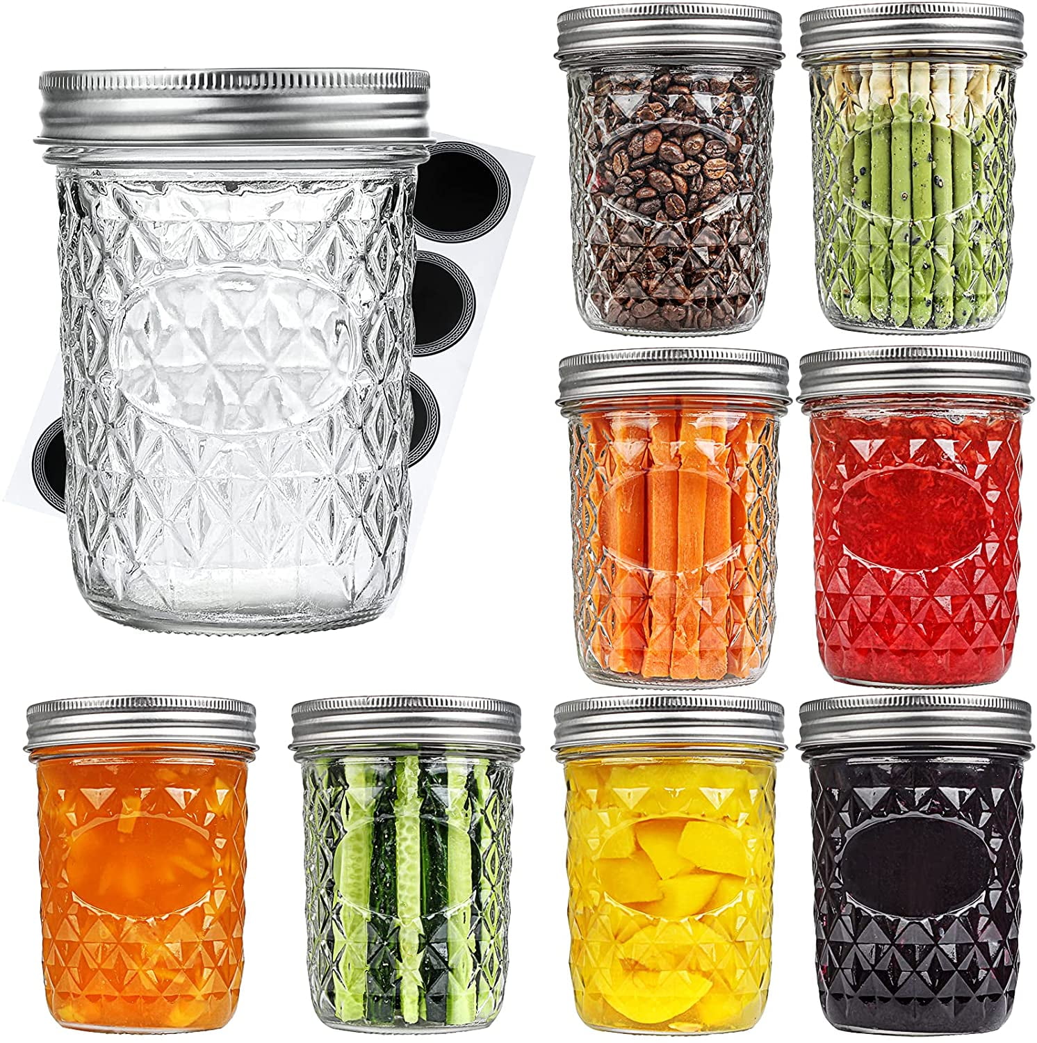 12Pack Wide Mouth Mason Jars, 16oz Glass Canning Jars for Food Storage, Meal Prep, Jam, Overnight Oats, Party, Wedding, Festival with Airtight Lids, ...