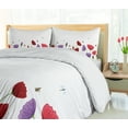 thumbnail image 5 of Flowers Insects Duvet Cover Sets, Interpretation of Spring Season Flowers Bees Buzzing Around, Bedding Set 2 Duvet Covers & 4 Pillowcases, 2 Pack Queen Size, Ruby Coral Lavender, by Ambesonne, 5 of 7