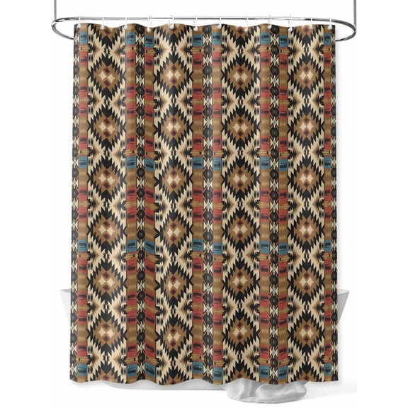 Fsddascl Farmhouse Boho Shower Curtain Set - Standard 72" x 72" Bathtub Curtain with 12 Hooks, Retro Rustic Abstract Tribal Motifs Waterproof Fabric Stall Shower Curtains for Bathroom/Bathtub