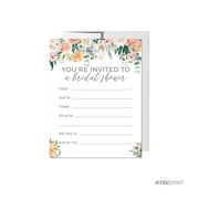 Angle View: Peach Coral Floral Garden Party, Blank Bridal Shower Invitations with Envelopes, 20-Pack