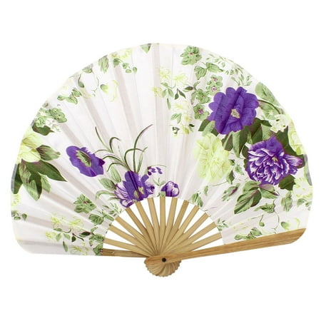- Seashell Design Bamboo Frame Flower Pattern Summer Cool Foldable Hand Fan Red