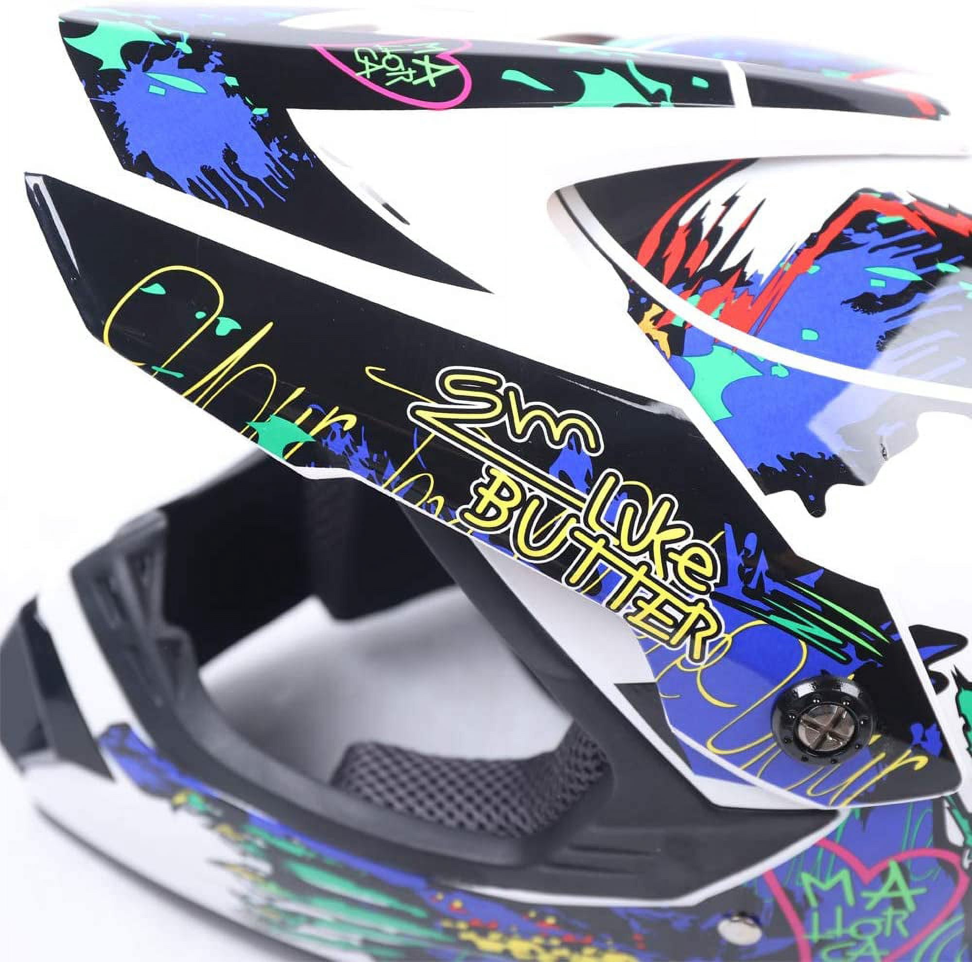 Wuzstar Youth,Kids Motocross Offroad Helmet Gloves Goggles DOT Motocross Off-Road Racing ATV Dirt Bike Protector, 2, L Size