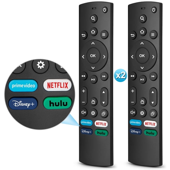 Replacement TV Remote for All Insignia Fire TVs,for Toshiba/Pioneer/TCL/Hisense Fire Smart TVs【Pack of 2】