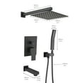 thumbnail image 6 of Wall Mount Tub and Shower Faucet Set with 12 in Square Rain Shower Head Matte Black (Valve Included), 6 of 8