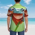 thumbnail image 4 of Fuzoiu Flying Frog On Branch Print Hawaiian Shirt for Men, Summer Beach Casual Short Sleeve Button Down Shirts, Men’s Beach Summer Shirts with Pocket,X-Large, 4 of 7