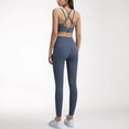 thumbnail image 2 of Women's High Waist Full-Length Leggings with Wide Waistband and Seamless Compression Fit - Medium, Navy, 2 of 3