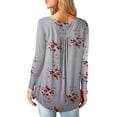 thumbnail image 3 of MYLookk Women Long Sleeve Printed Tunic Tops Blouse V Neck Buttons Casual Loose T Shirt, 3 of 8