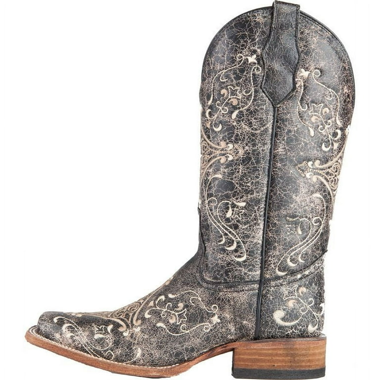 Circle G Women s Diamond Embroidered Western Boot Square Toe Black 7 M US Walmart