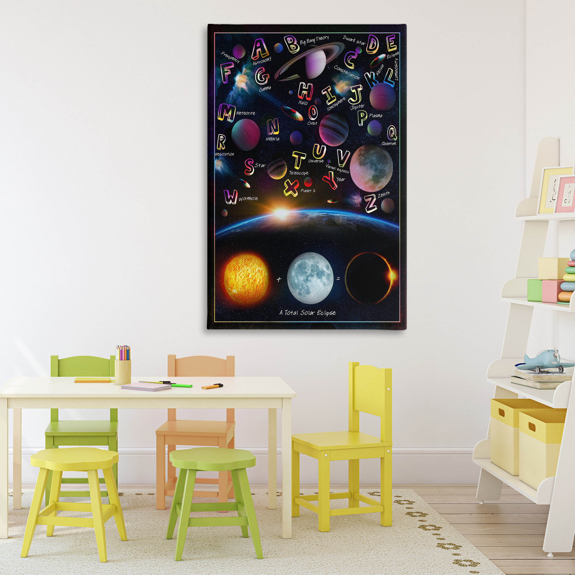 Educational Astronomy Alphabet Canvas Wall Art, design by Ali Chris
