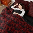 thumbnail image 4 of Feelyou Black Red Mandala Damask Comforter Set 7pcs, Rustic Butterfly Full Bedding Set, 4 of 8