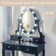thumbnail image 3 of Makeup Vanity Table Set, Wood Makeup Dressing Table with Mirrors and LED Light, 3 Colors Lighting Modes, 5 Drawers, Vanity Desk for Women/Girls, 3 of 7