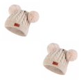 thumbnail image 2 of Qarigey Bufanda Bebé Invierno Cálido Kit Gorro de punto Gorro Elasticidad Clima frío Suministros de calor Manoplas versátiles Bola de color Bola de color beige 2Conjunto, 2 of 6
