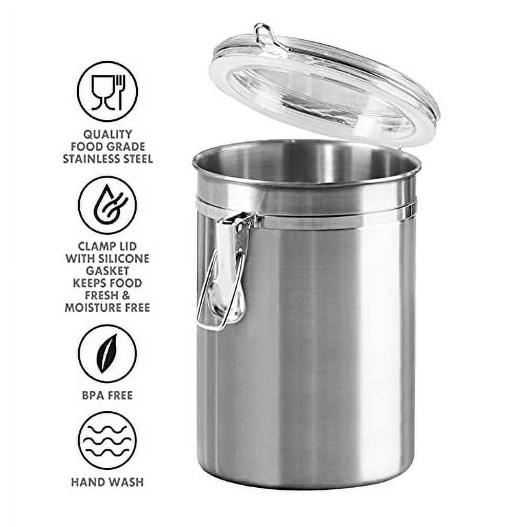 Oggi Jumbo 8 Stainless Steel Flour Clamp Canister - Airtight Food Storage Container Ideal for Kitchen & Pantry Storage of Flour or Other Bulk, Dry