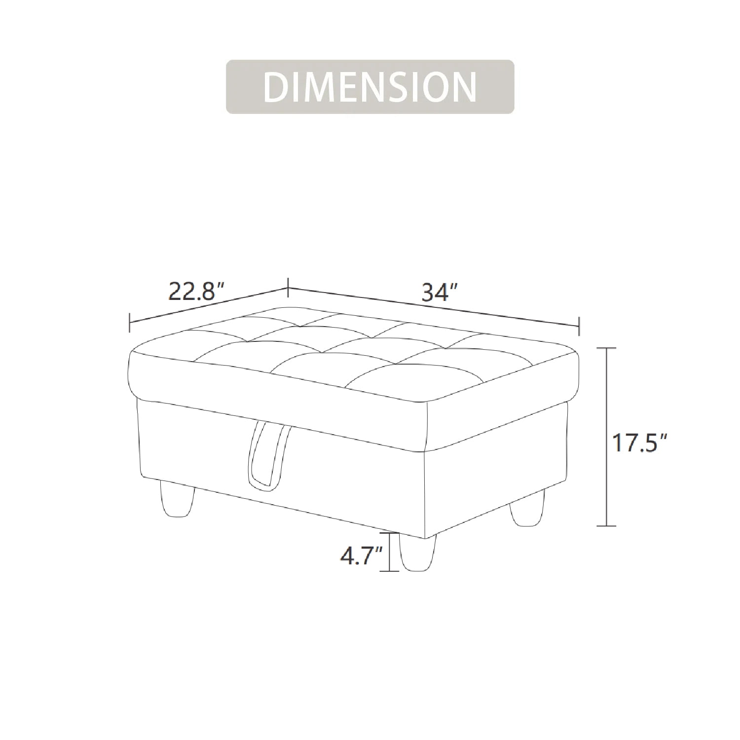 Flannel and PVC Storage Ottoman for Living Room
