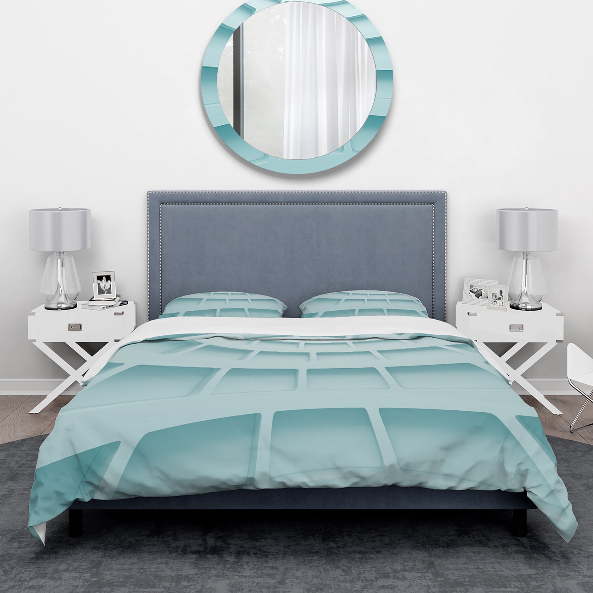 Designart '3D licht Blue Architectural Design' Modern & Contemporary Duvet Cover Set