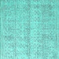 thumbnail image 1 of Ahgly Company Machine Washable Indoor Square Oriental Turquoise Blue Industrial Area Rugs, 5' Square, 1 of 4