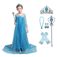 thumbnail image 1 of HAWEE Princesse Elsa 2 Déguisements de Robe avec Longue Cape Brillante pour Fête d'Anniversaire, 1 of 6