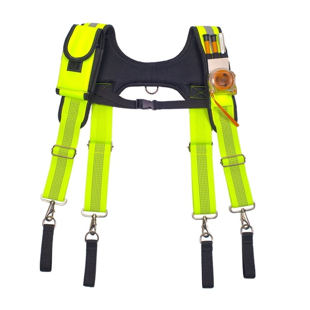 Ceinture à Outils pour Suspendre, Sangles Réglables en Y, Vert Fluorescent, Réduction de Poids pour Électricien, Sangle de Travail Multifonction, Réglable
