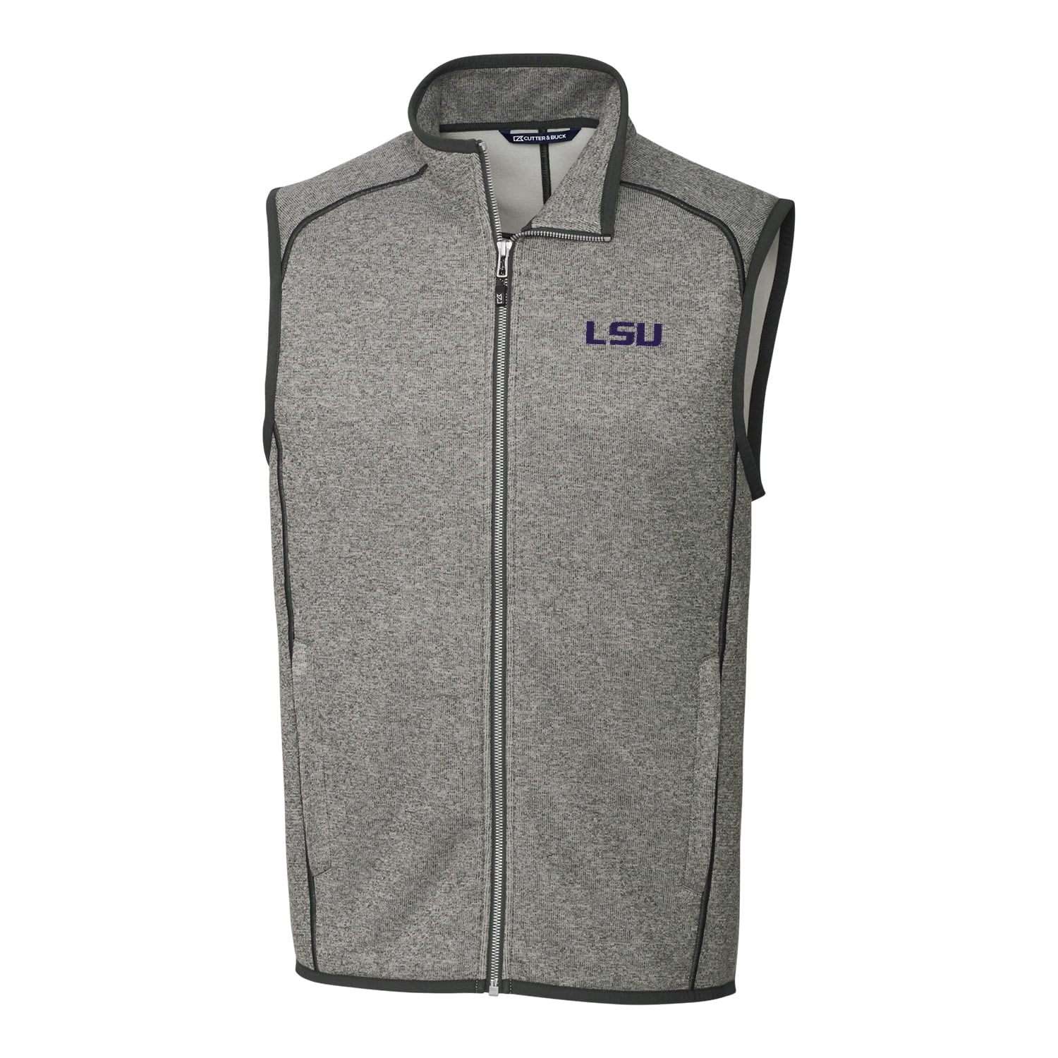 LSU Tigers Cutter & Buck Mainsail FullZip Vest Gray