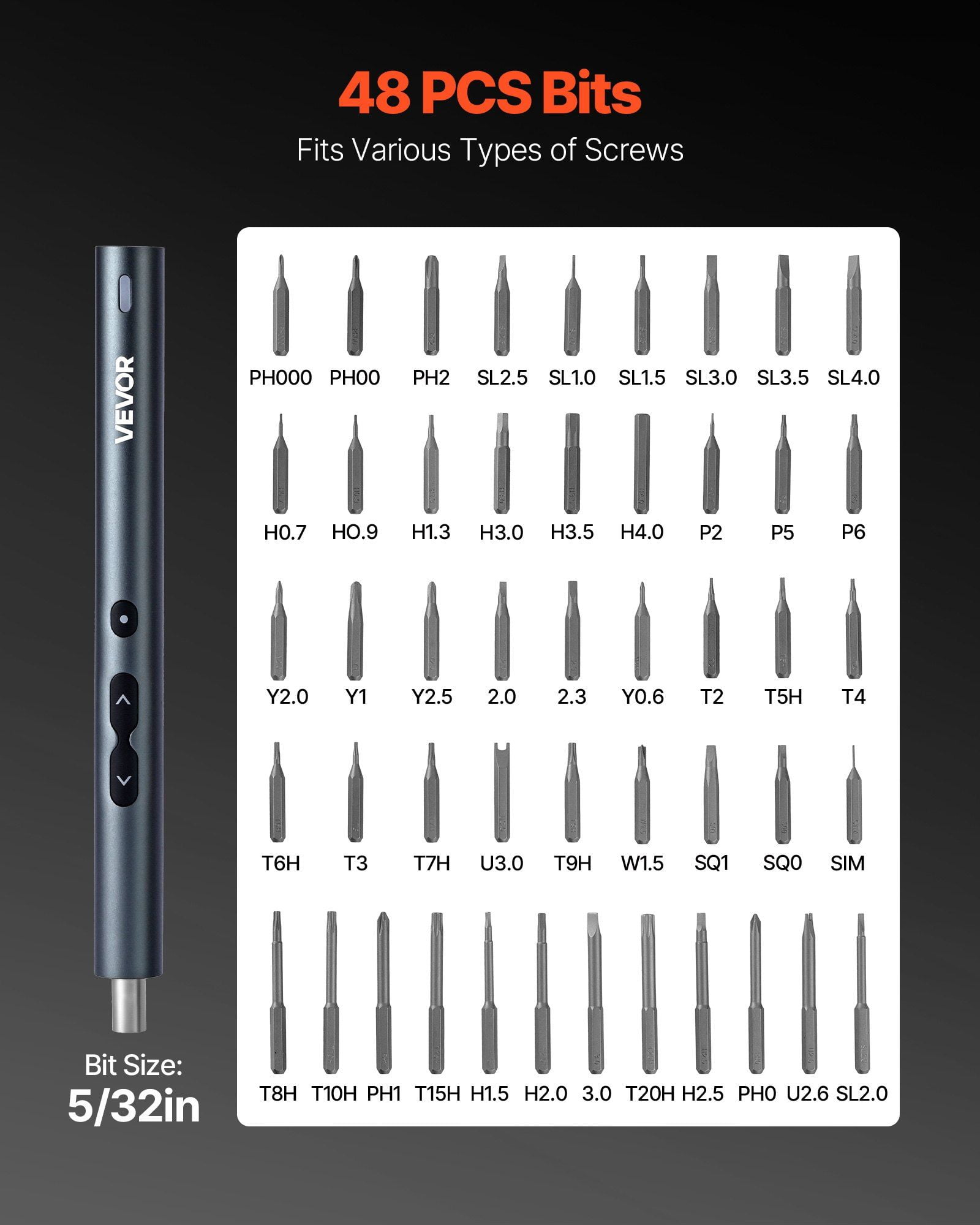 Electric Precision Screwdriver Set 48 Magnetic Bits Mini Electric Screwdriver with Magnetic Storage Box S2 Steel Bits LED Light Type C Charging for Phone Laptop Electronics Repair