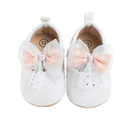 Loliuicca Baby Girl Flats with Bows Soft Soles Cute Mary Jane Walking Shoes