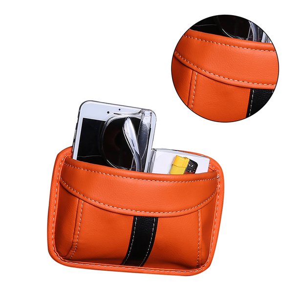 sweethay Bolsa ordenada para coche, bolsa de almacenamiento para coche, organizador de asiento de coche, bolsillo de almacenamiento adhesivo, caja para Automoción decorativa y accesorios naranja sweethay VI000217-09
