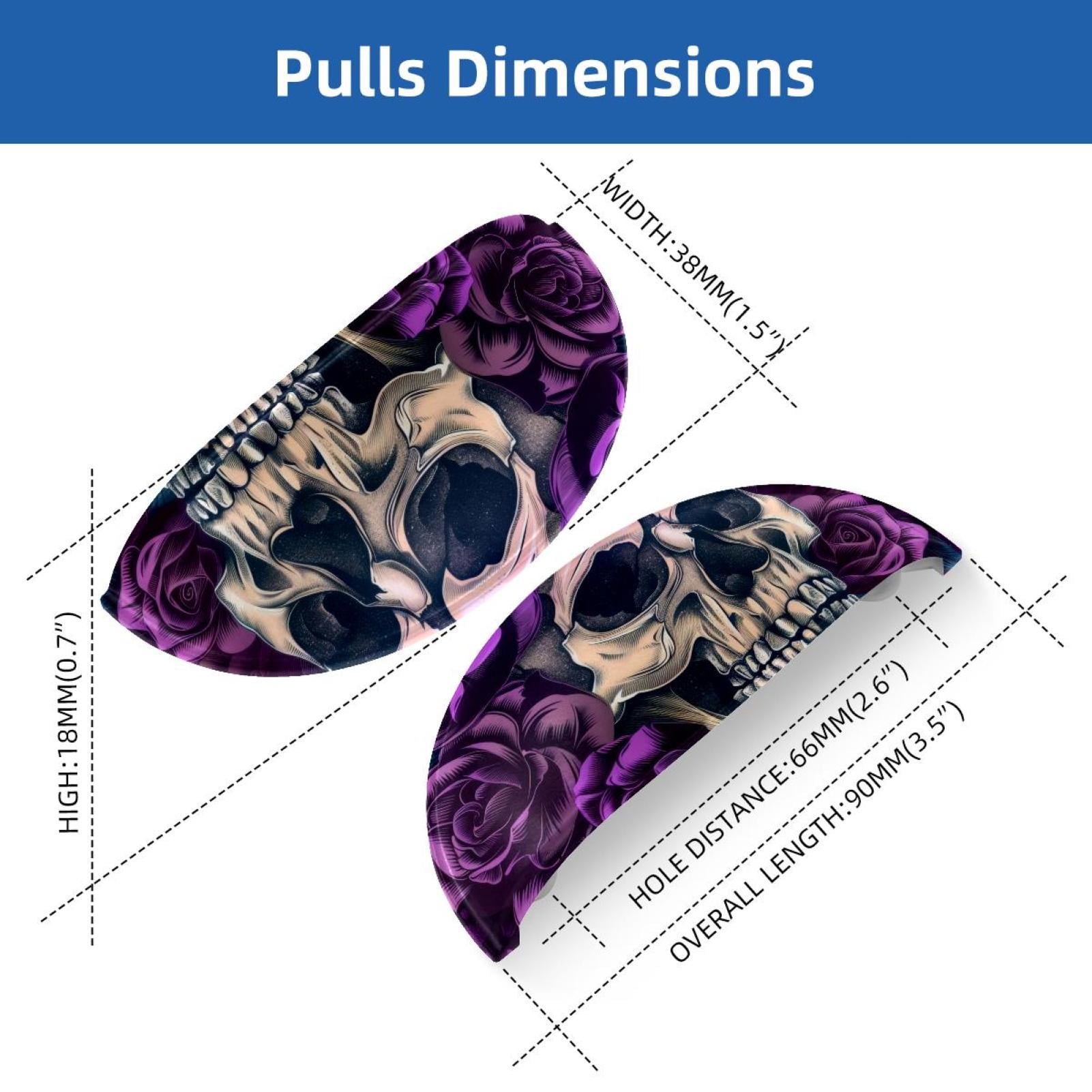 PhooArto 6 Pcs Cup Drawer Pulls, Purple Flower Skull Head Shell Shape Handles Cabinet Knobs for Dresser Cupboard Closet Wardrobe with Screws