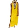 thumbnail image 2 of Ayolanni Long Summer Dresses for Women Solid Color Vintage V-Neck Tank Dress Cotton Linen Loose Sleeveless Beach Sundress XXXL, 2 of 6