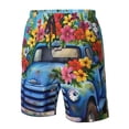 thumbnail image 4 of Cauagu Floral Truck Welcome Print Men's Swim Trunks,Hawaiian Bathing Suit Swimsuits Beach Shorts with Pockets for Men Quick Dry Swimming Board Shorts-Small, 4 of 6