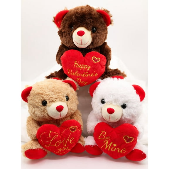 Cute Small Teddy Bear Perfect Gift for Valentine's Day Soft Stuffed Toy Plush (3Pack)