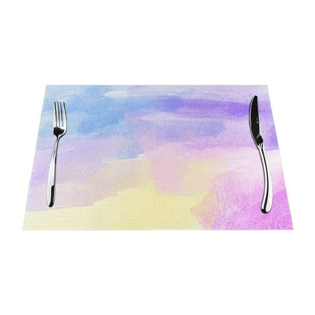 

YFYANG Washable Heat-Resistant Placemats 70% PVC/30% Polyester Dream Watercolor Patterns Kitchen Table Mat 12 x 18 4 Pcs